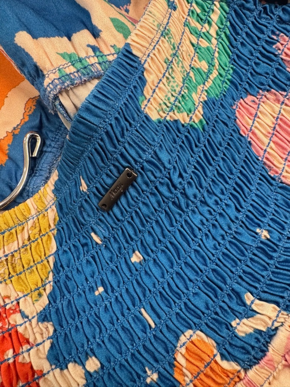 MAAJI Tropical Bliss Tropi Short Dress Blue Tropical Print V-Neck Mini Dress M - Picture 11 of 14